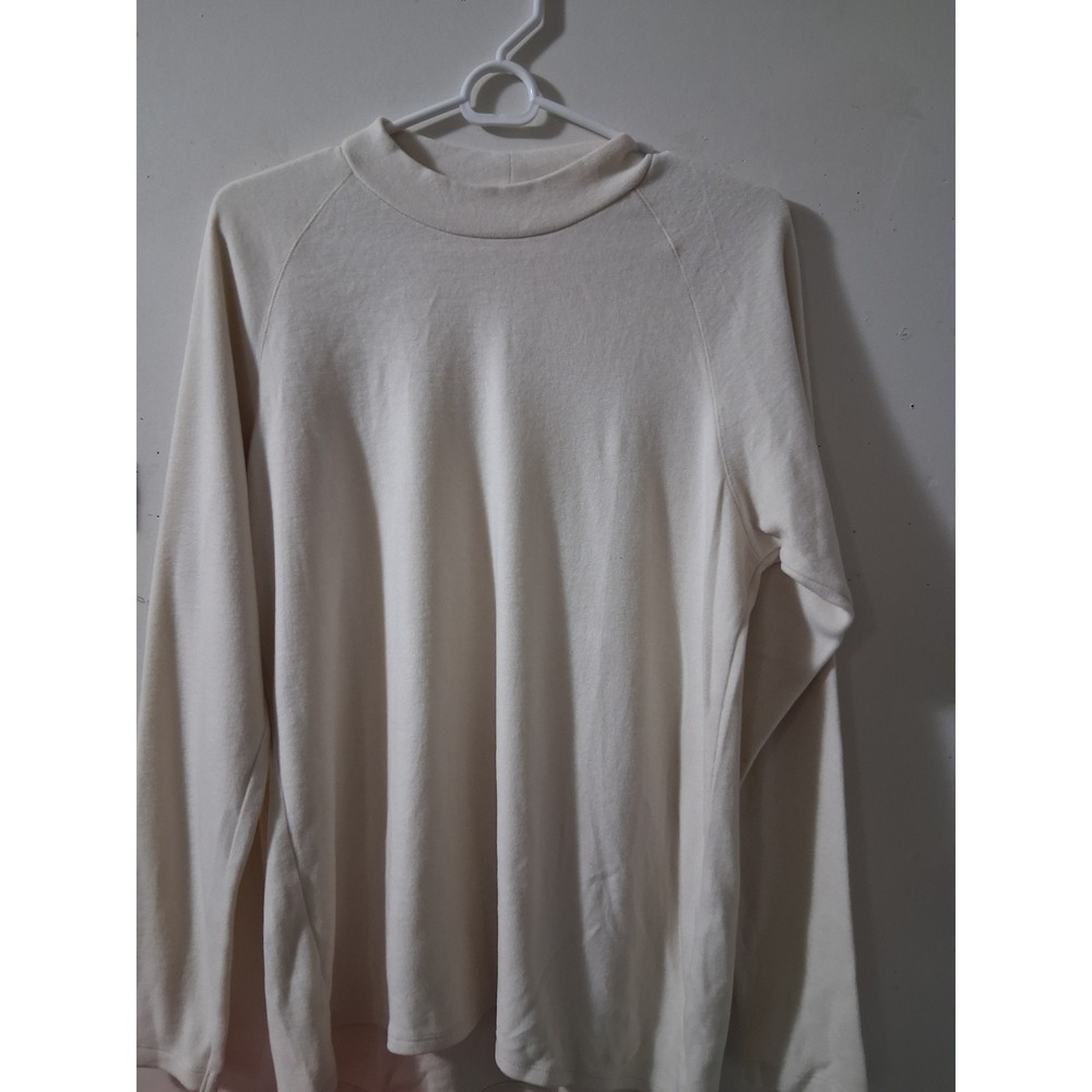Uniqlo Heattech Mock Neck Long Sleeve Top Cream Off-White XL Raglan Thermal Base